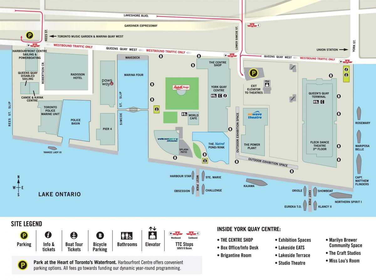 Žemėlapis Centre Toronto Harbourfront