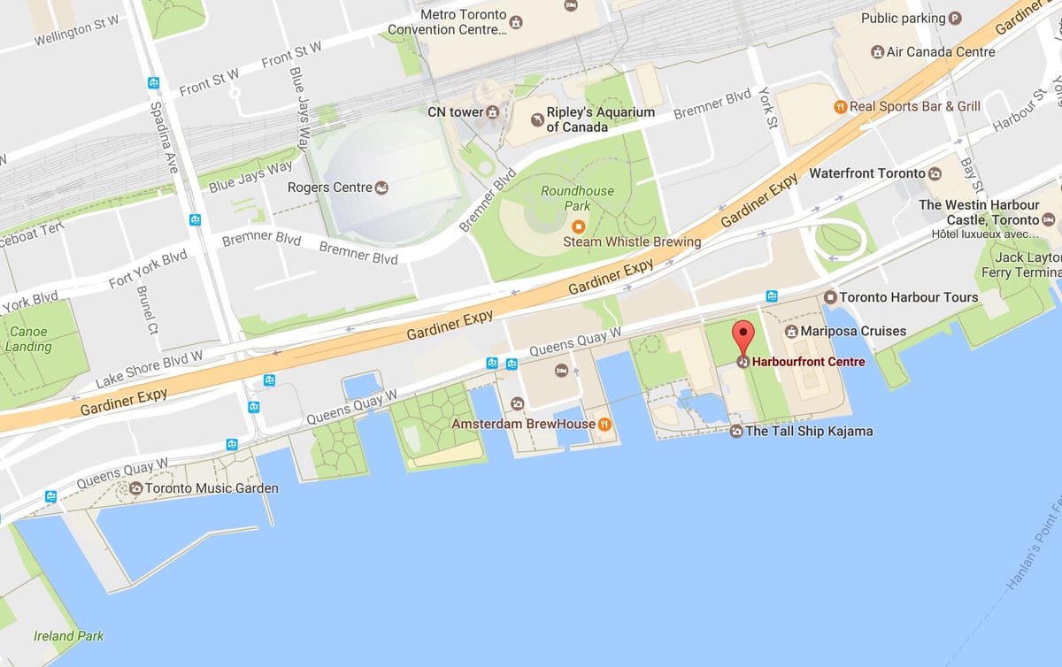 Žemėlapis Harbourfront kaimynystės Toronto