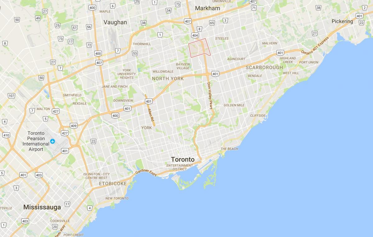 Žemėlapis Hillcrest Kaimas rajono Toronto