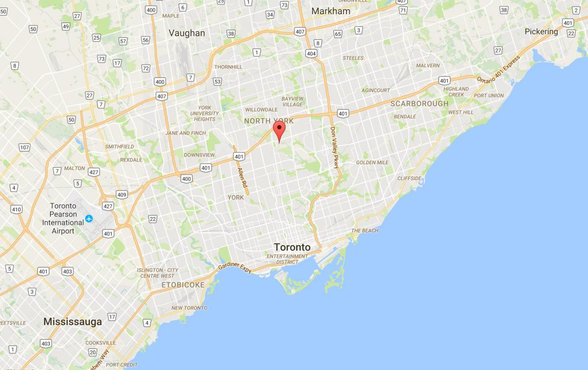 Žemėlapis Hoggs Tuščiaviduriai rajono Toronto