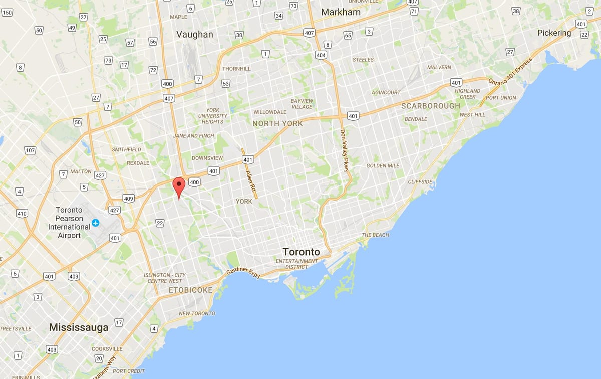 Žemėlapis Humber Aukštis – Westmount rajono Toronto
