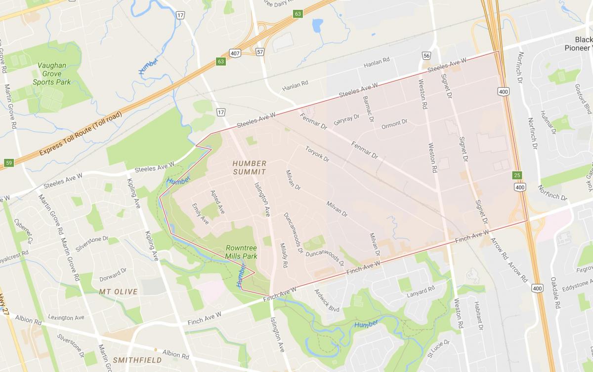 Žemėlapis Humber Susitikime kaimynystės Toronto