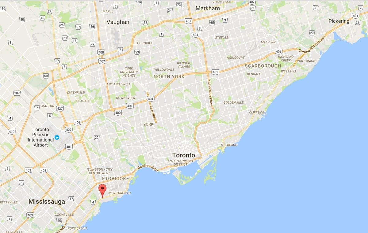 Žemėlapis Ilgai Filialas rajono Toronto