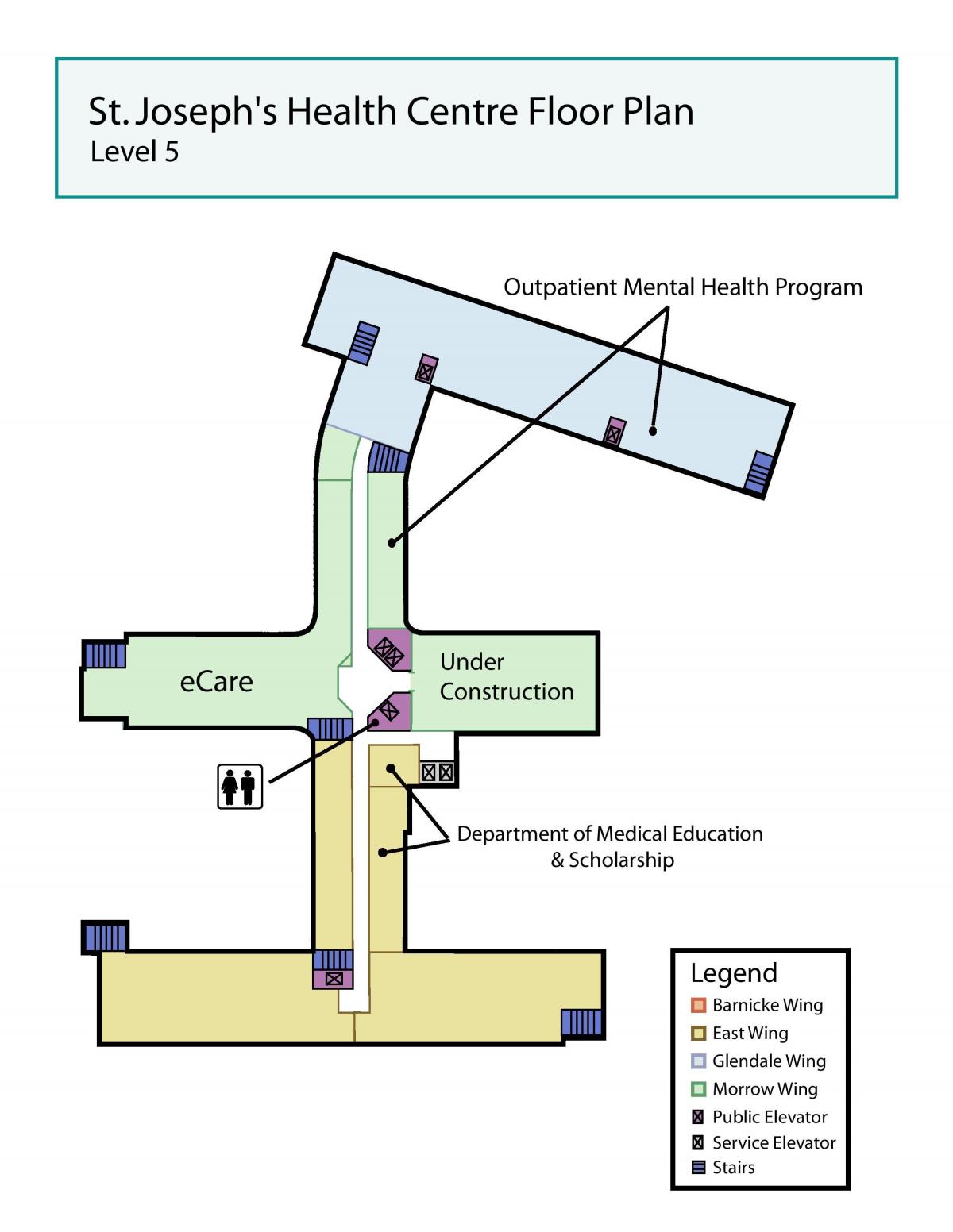 Žemėlapis Juozapo Sveikatos centre Toronto 5 lygis