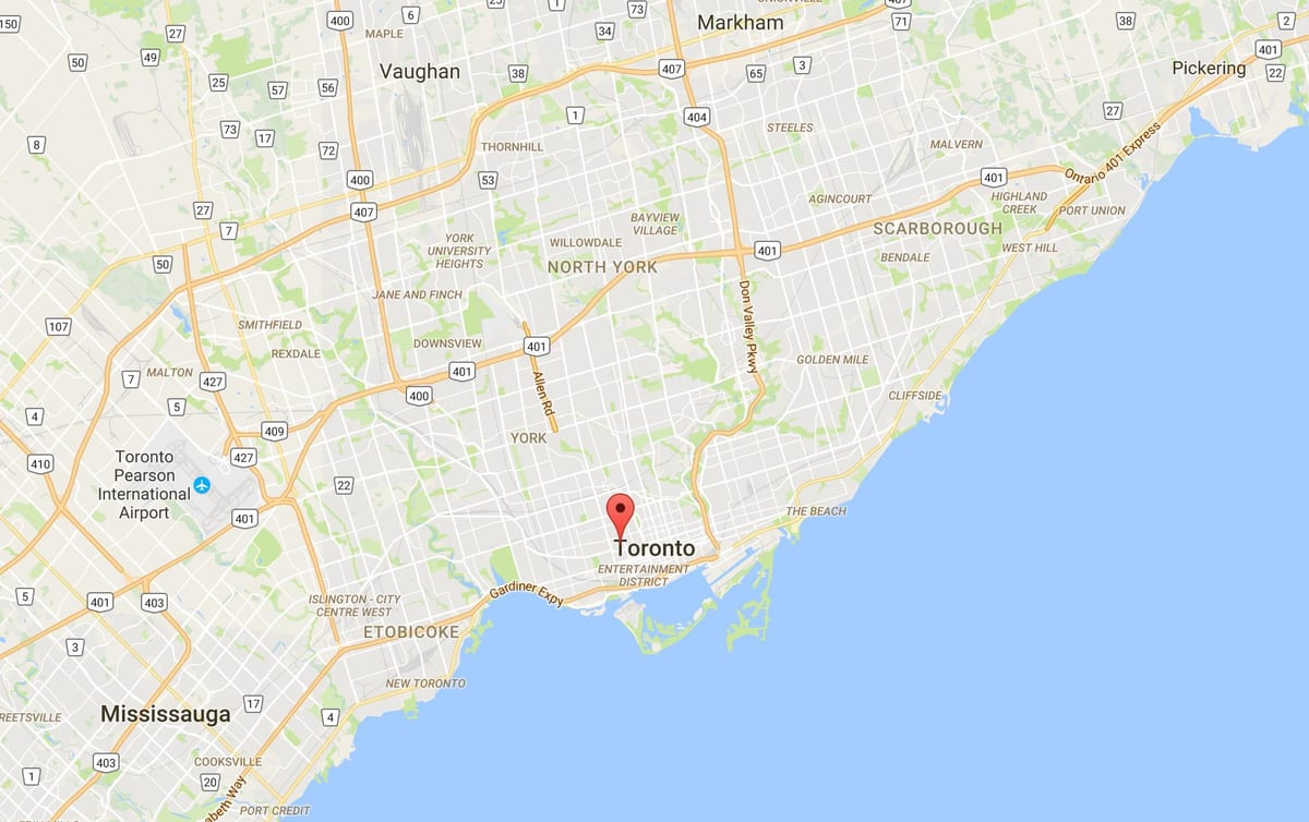 Žemėlapis Kensington Rinkoje rajono Toronto