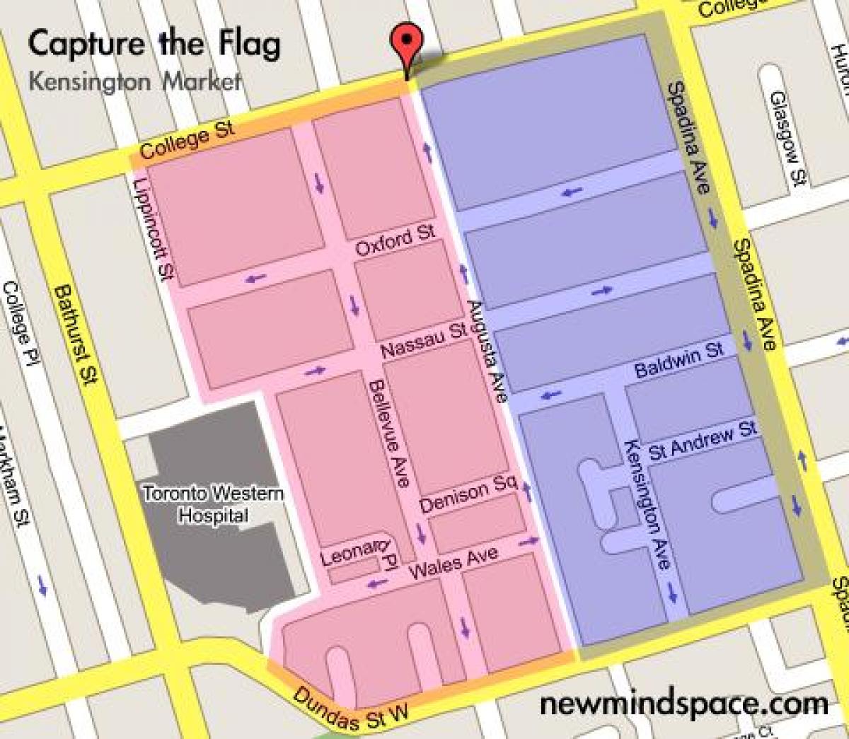 Žemėlapis Kensington Rinkos Toronto City