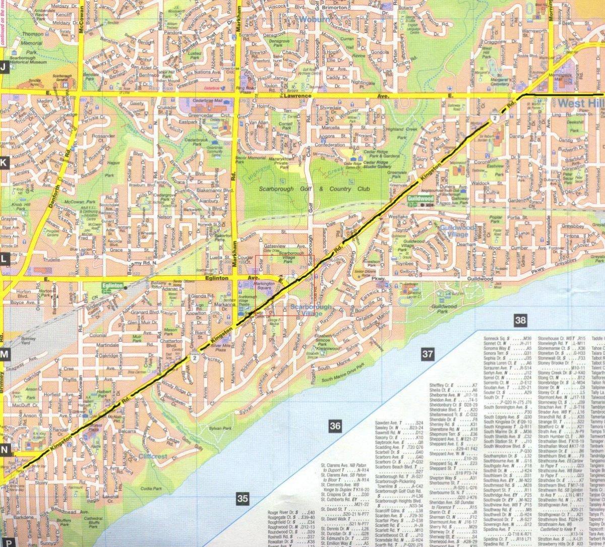 Žemėlapis Kingston kelių Toronto