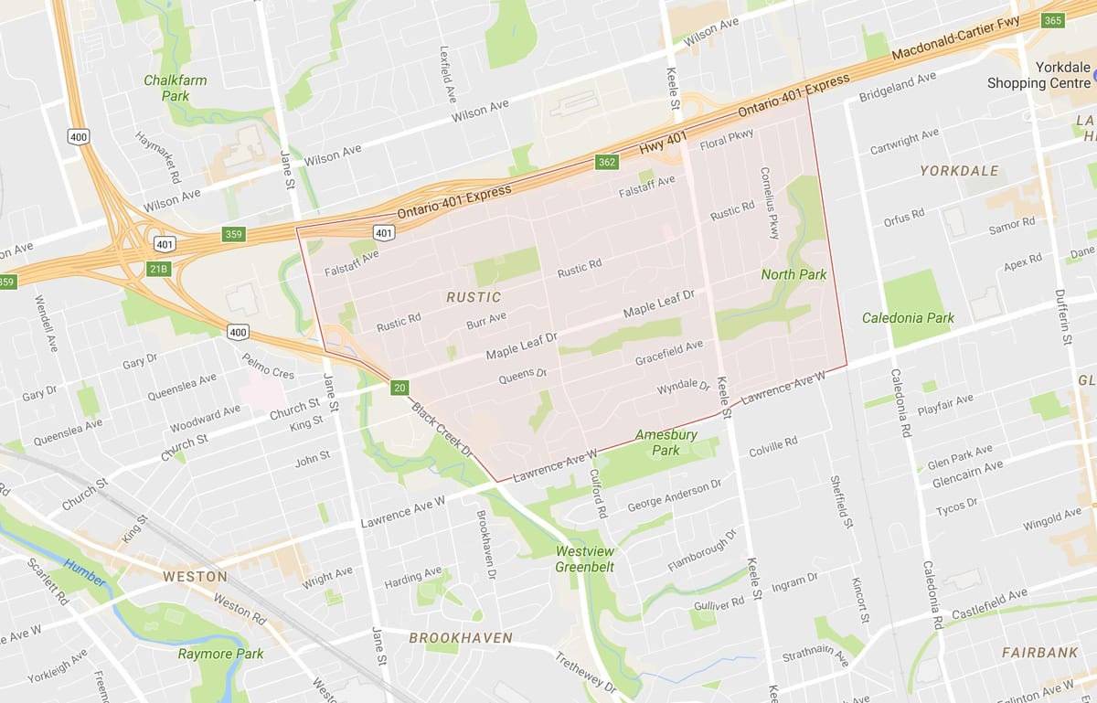 Žemėlapis Klevas Leafneighbourhood Toronto