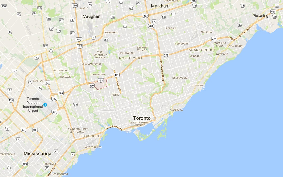 Žemėlapis Klevo Lapų rajono Toronto