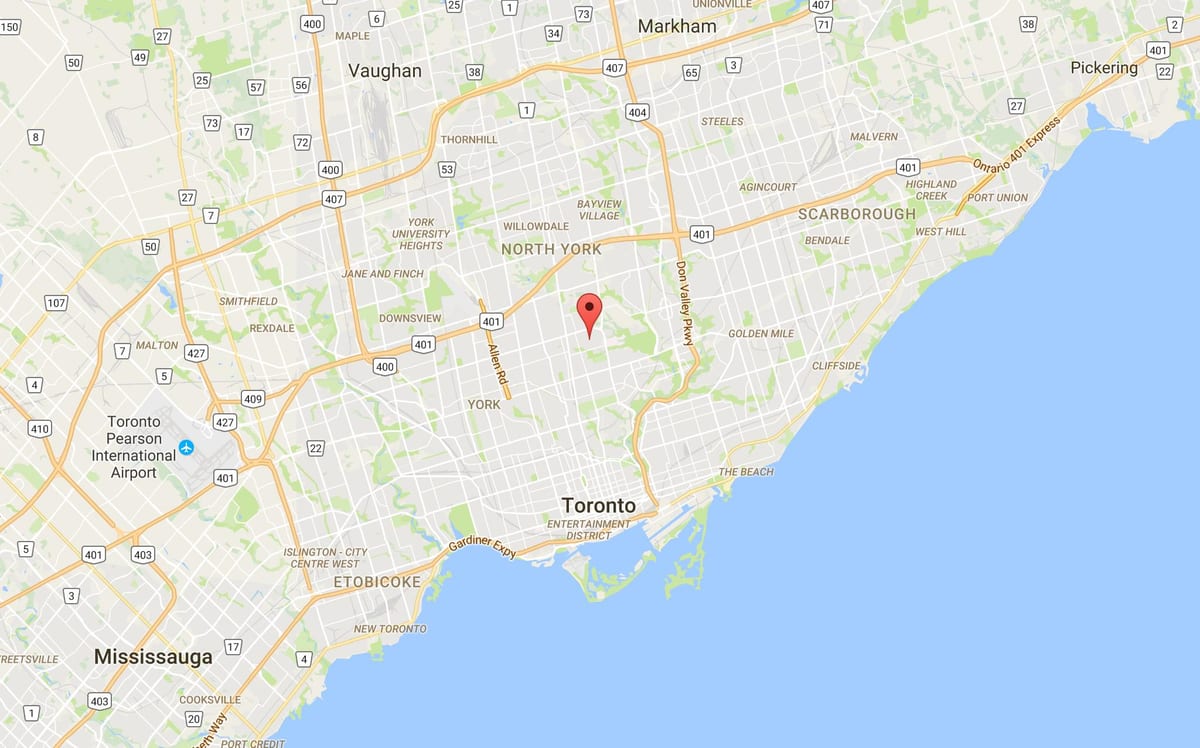 Žemėlapis Lawrence Park rajone Toronto