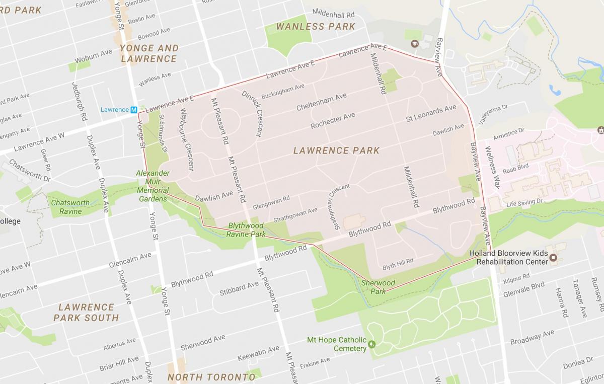 Žemėlapis Lawrence Parko kaimynystės Toronto