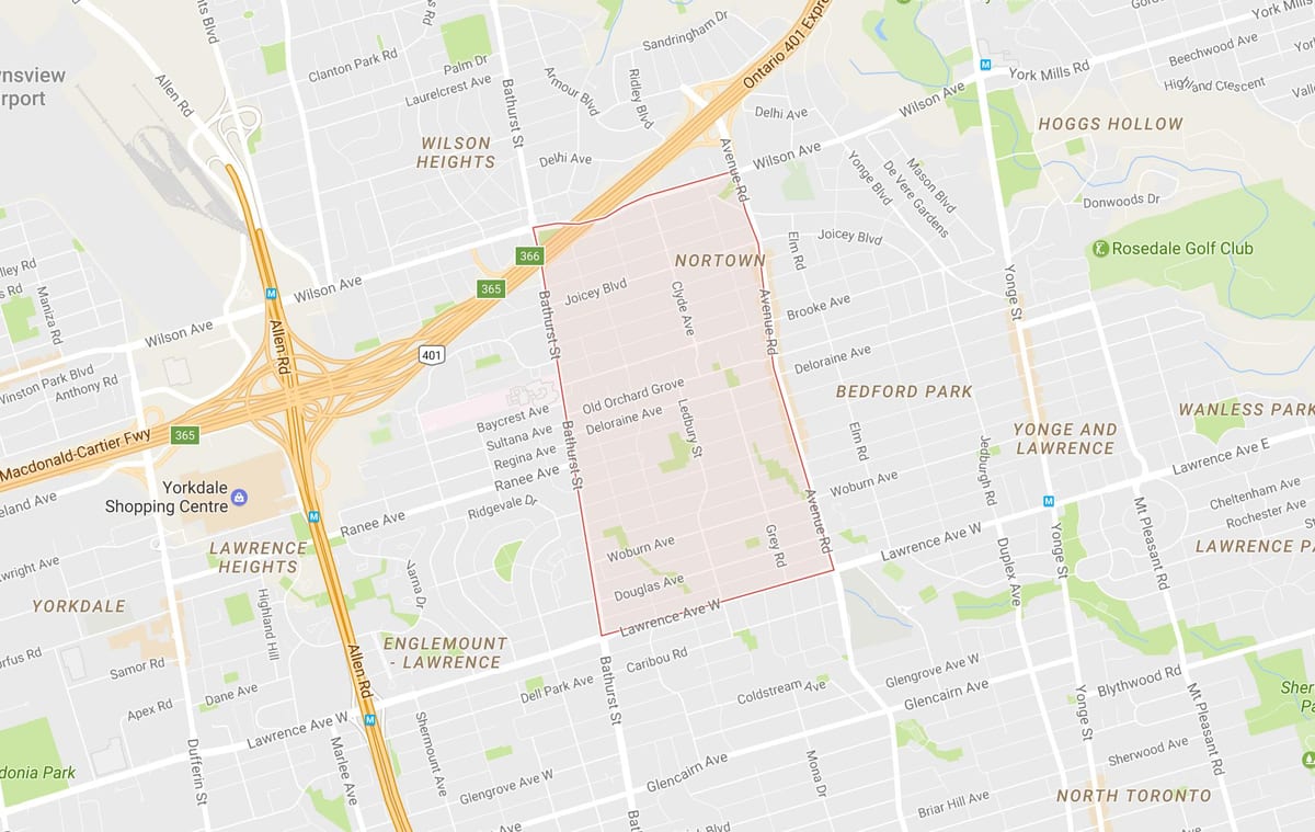 Žemėlapis Ledbury Parko kaimynystės Toronto