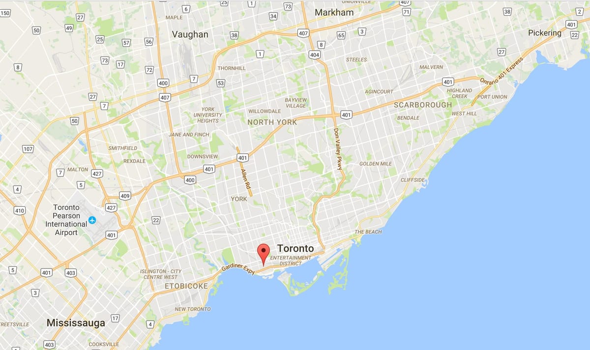 Žemėlapis Liberty Village rajone Toronto