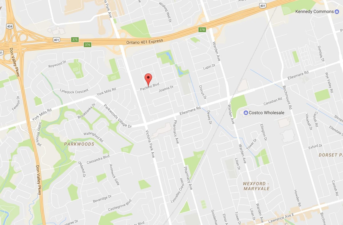 Žemėlapis Maryvalen eighbourhood Toronto
