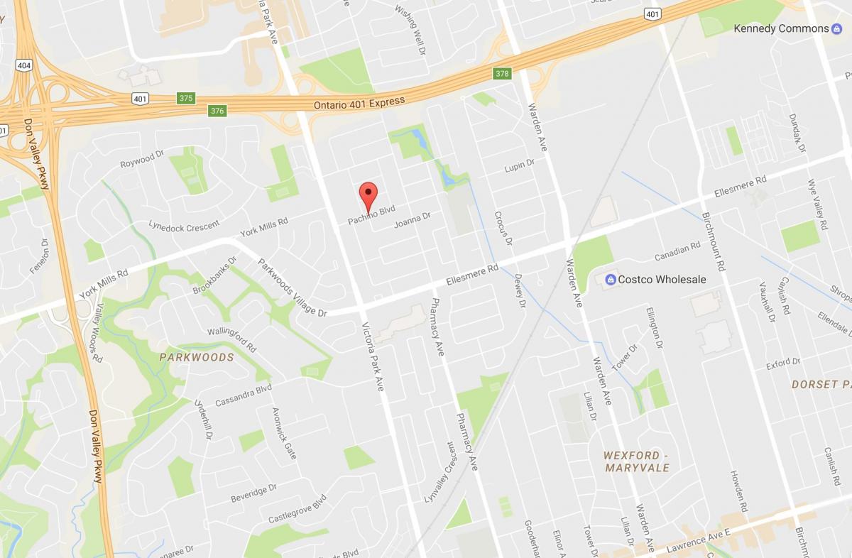 Žemėlapis Maryvalen eighbourhood Toronto
