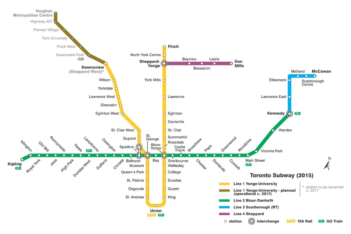 Žemėlapis metro Toronto