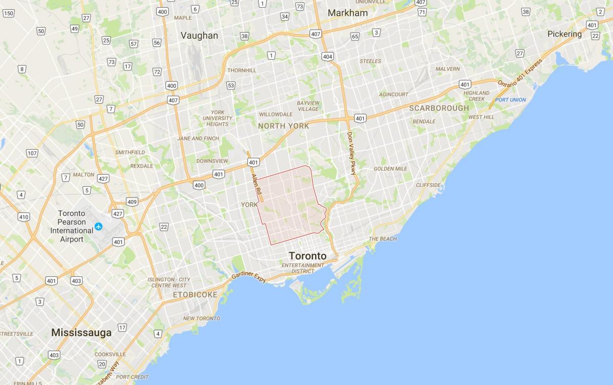 Žemėlapis Sičio rajone Toronto