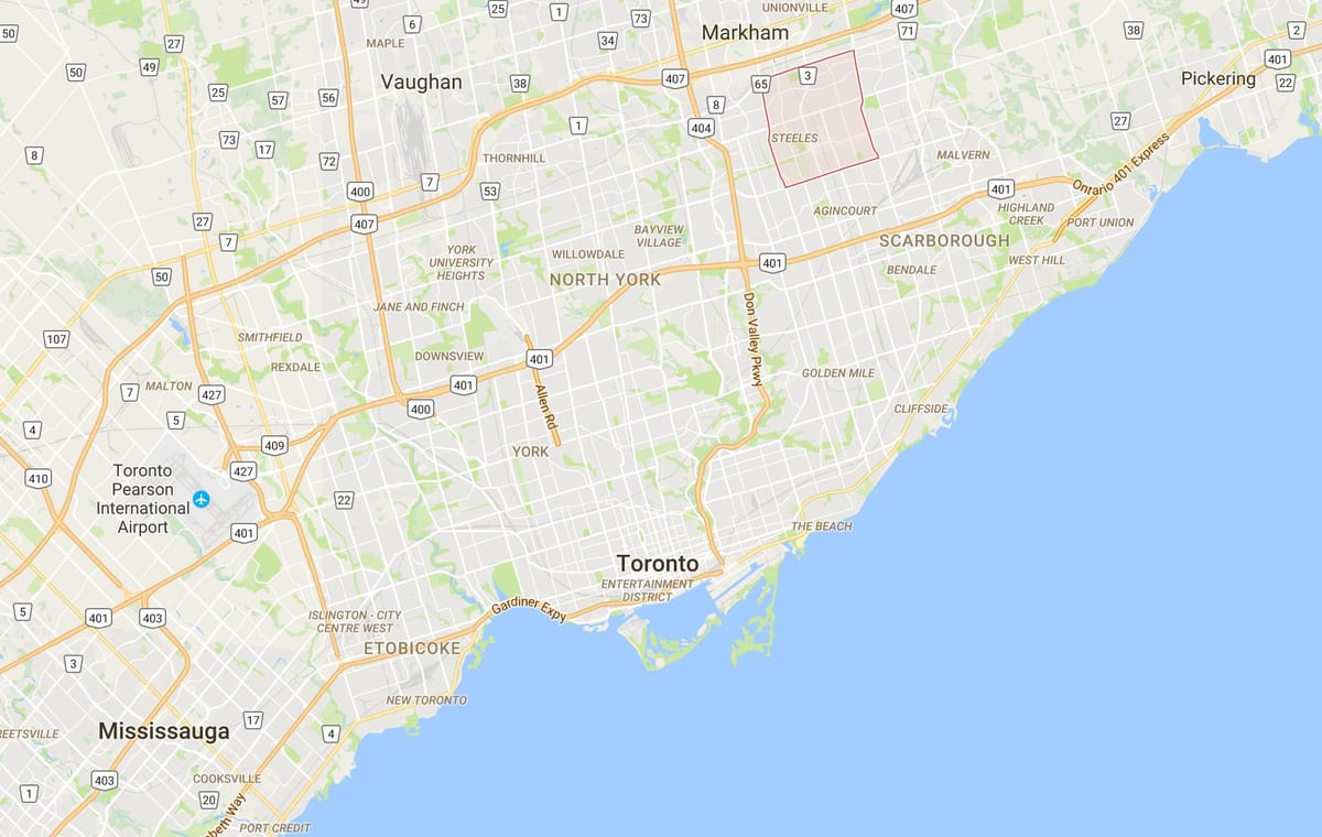 Žemėlapis Milliken rajono Toronto
