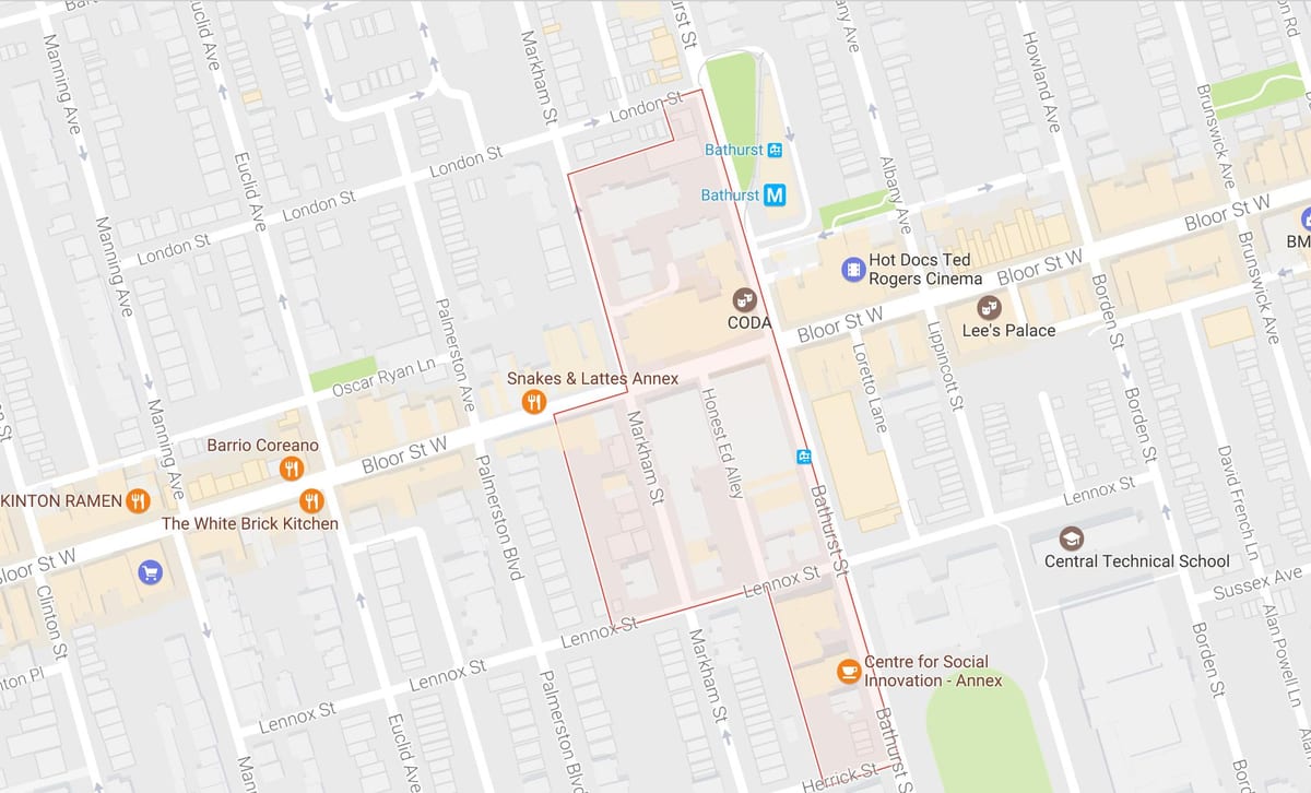 Žemėlapis Mirvish Kaime kaimynystės Toronto