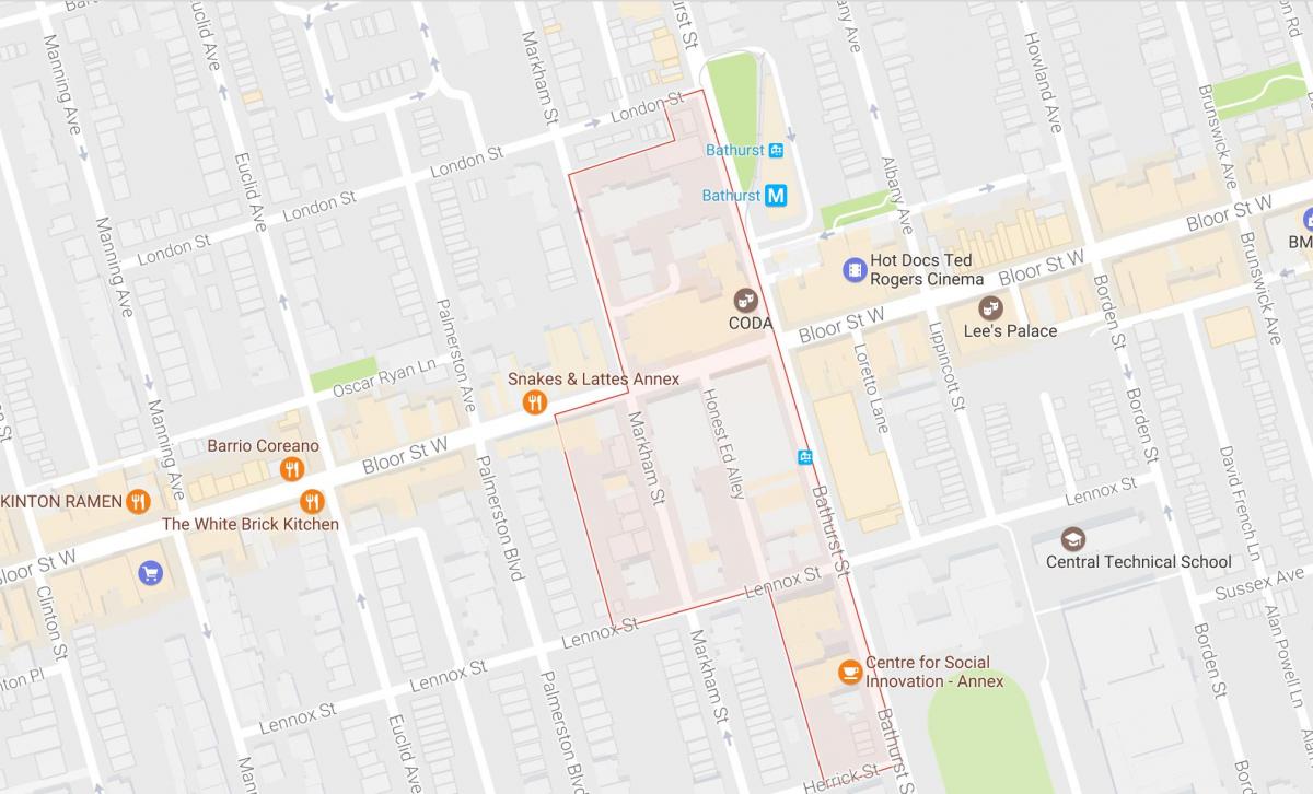 Žemėlapis Mirvish Kaime kaimynystės Toronto