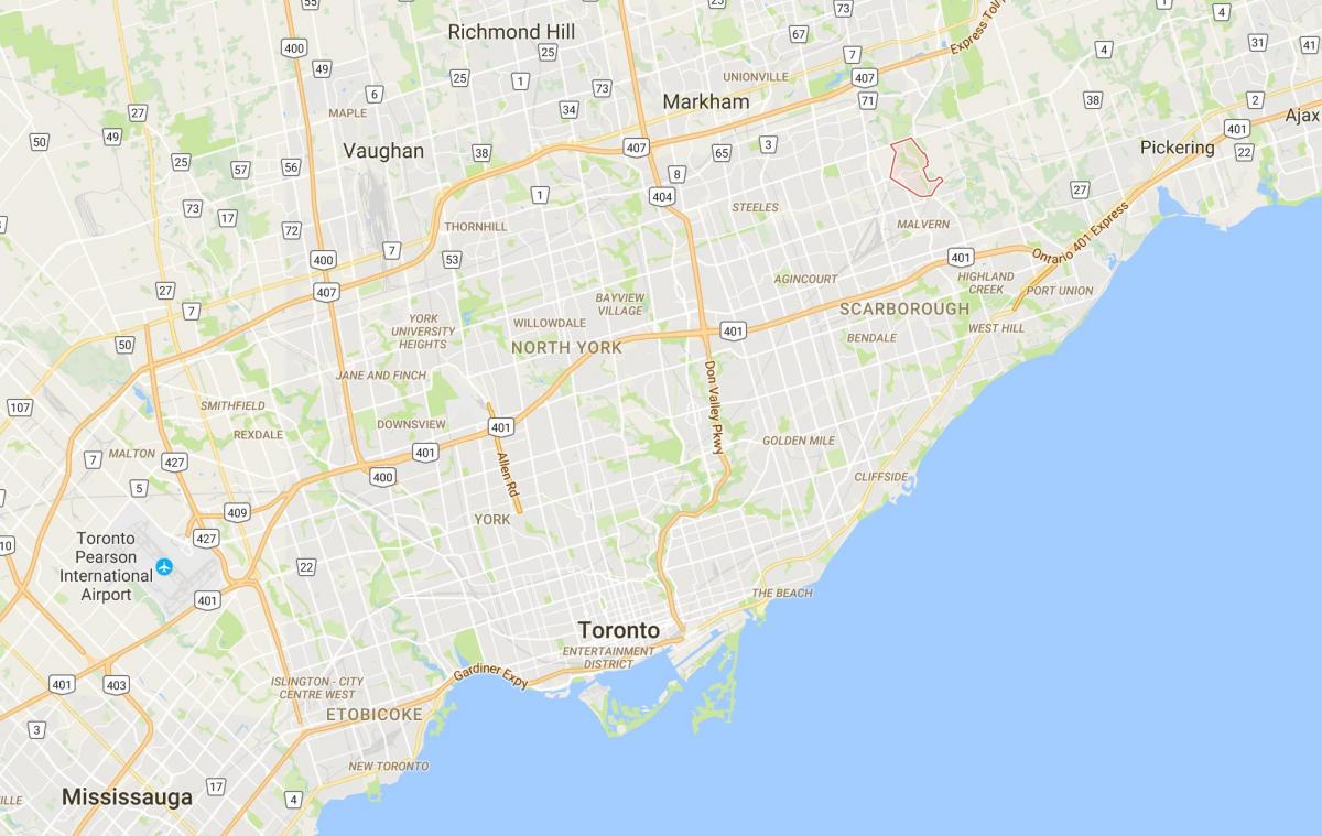 Žemėlapis Morningside Heights rajono Toronto