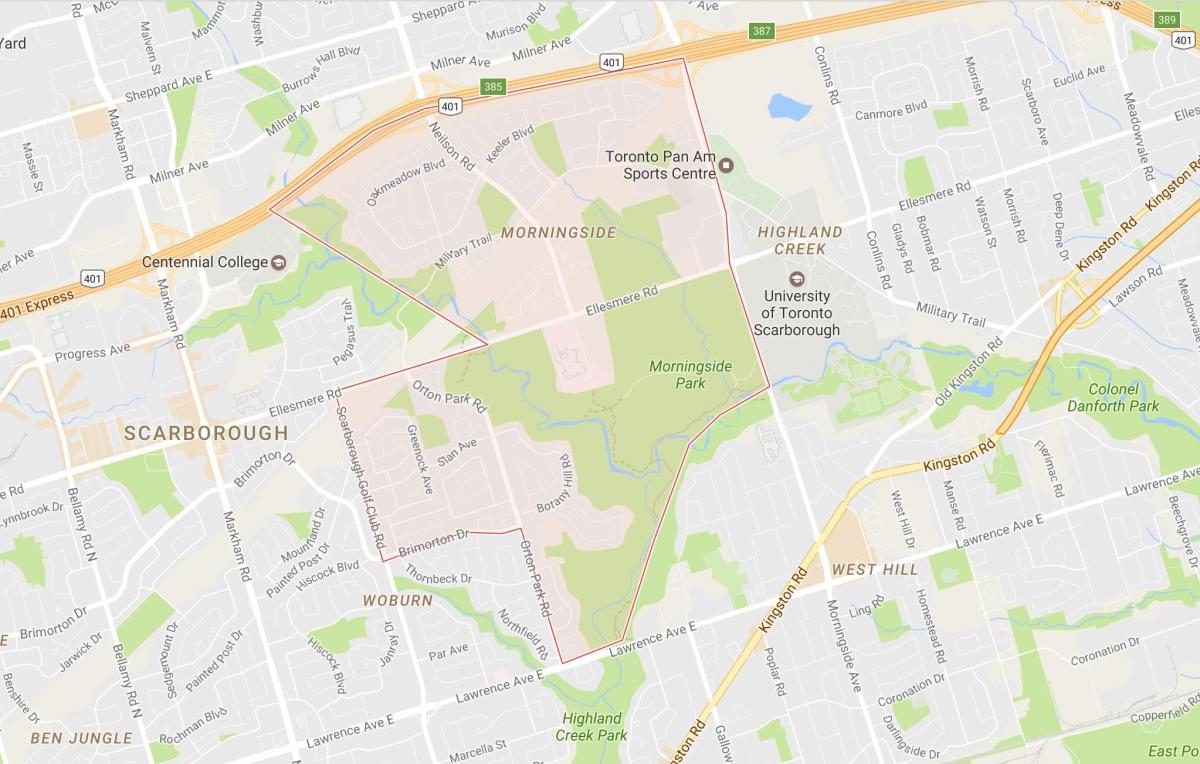 Žemėlapis Morningside kaimynystės Toronto