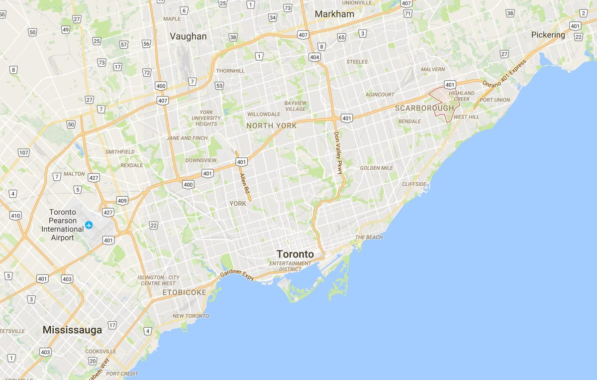 Žemėlapis Morningside rajono Toronto
