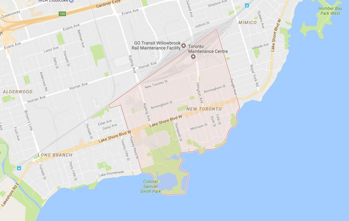 Žemėlapis Naujų Toronto kaimynystės Toronto