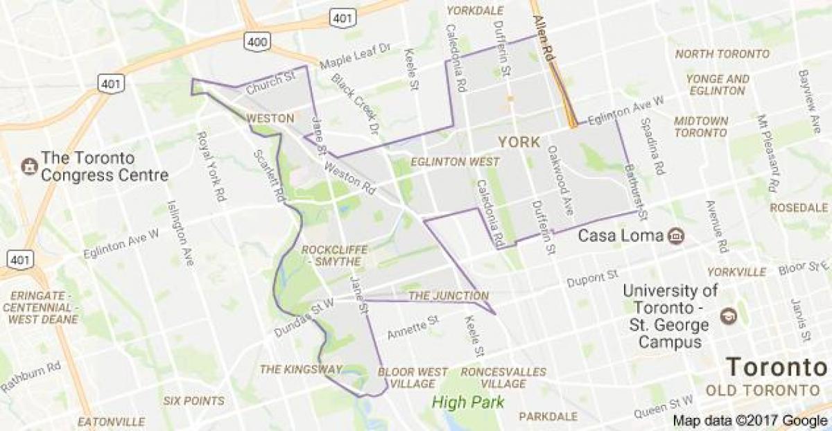 Žemėlapis York, Torontas, Kanada