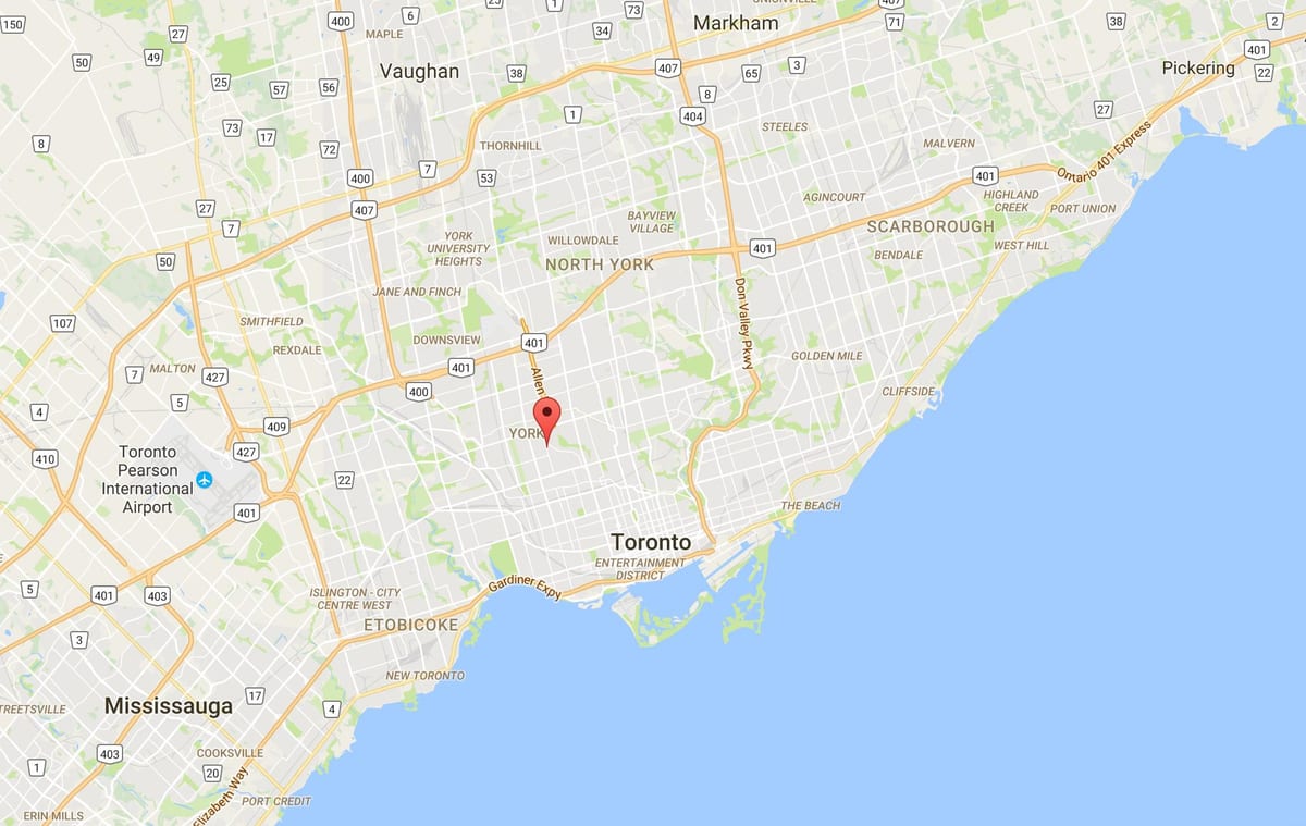 Žemėlapis Oakwood–Vaughan rajono Toronto