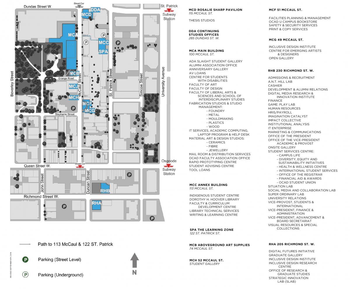 Žemėlapis OCAD Toronto Universitetas