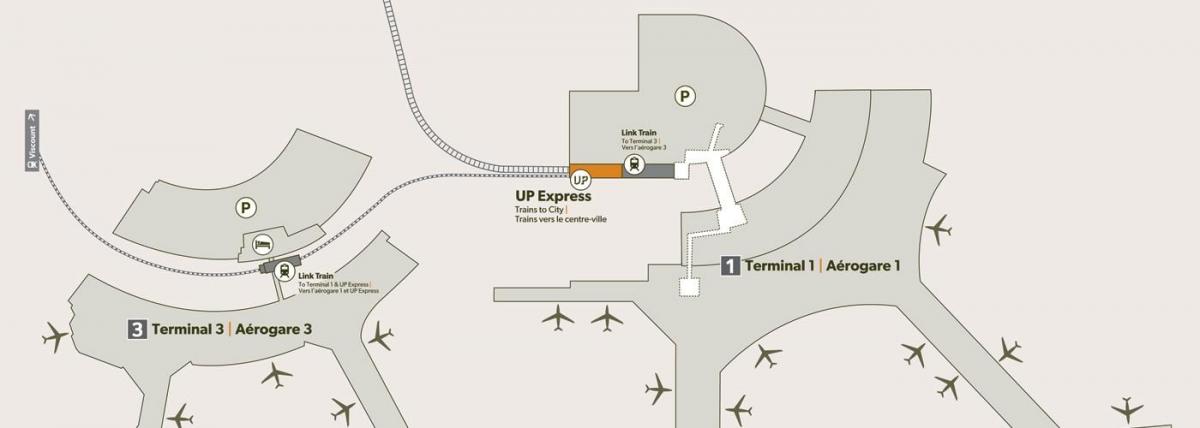 Žemėlapis oro uosto Pearson traukinių stotis