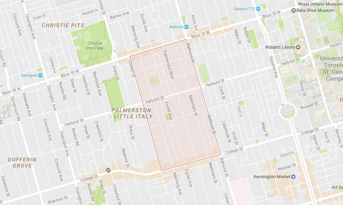 Žemėlapis Palmerston kaimynystės Toronto