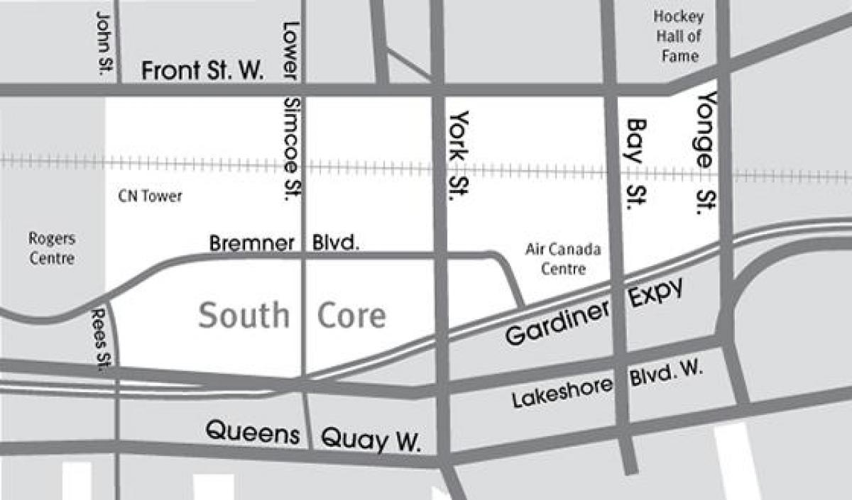Žemėlapis Pietų Core Toronto