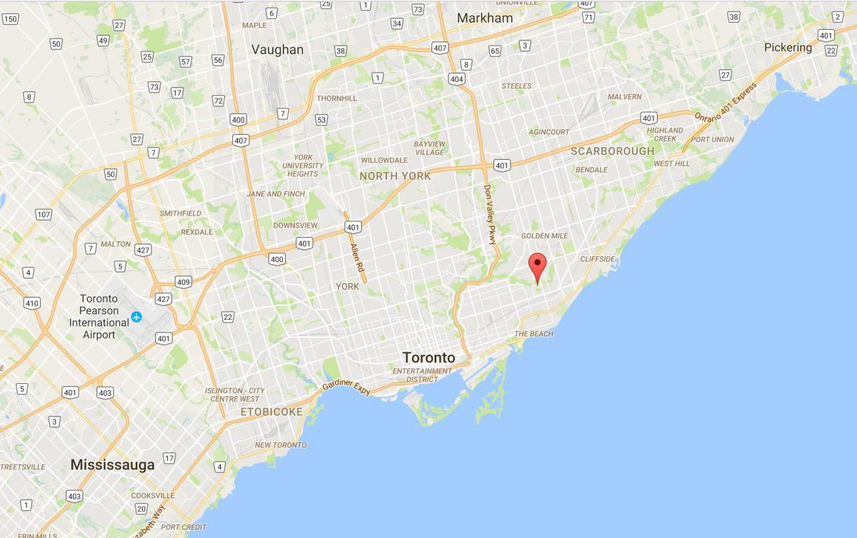 Žemėlapis Pusmėnulio Miesto apylinkės Toronto