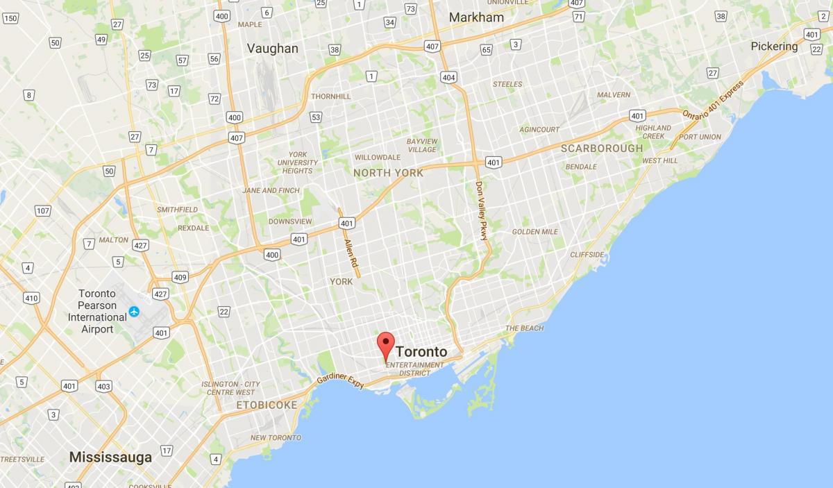 Žemėlapis Queen Street West rajone Toronto
