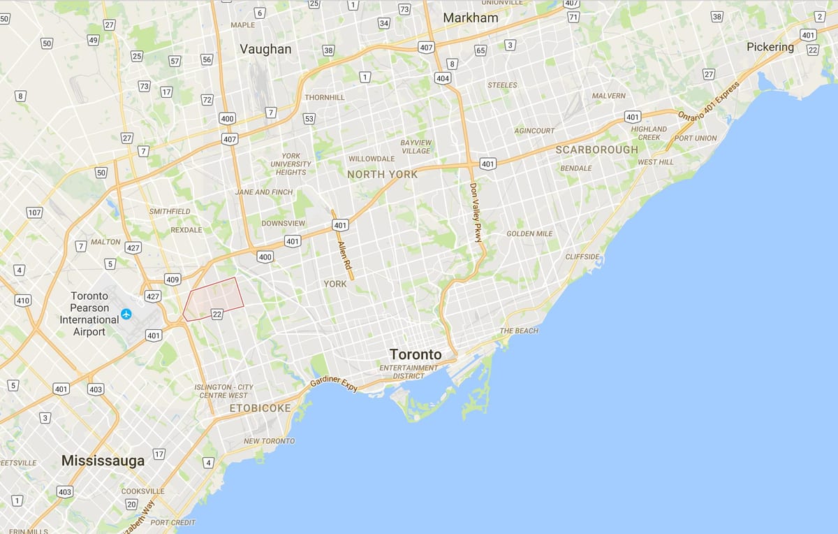 Žemėlapis Richview rajono Toronto