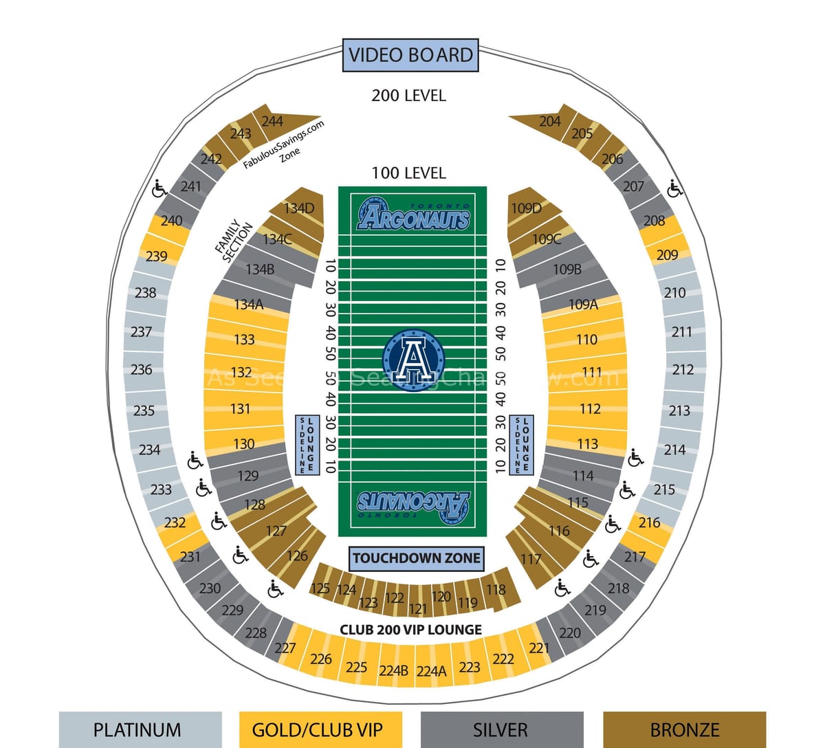 Žemėlapis Rogers centre futbolo
