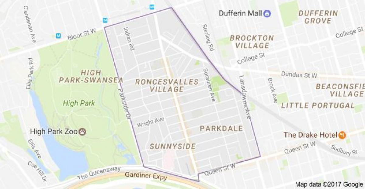Žemėlapis Roncesvalles kaimas, Toronto