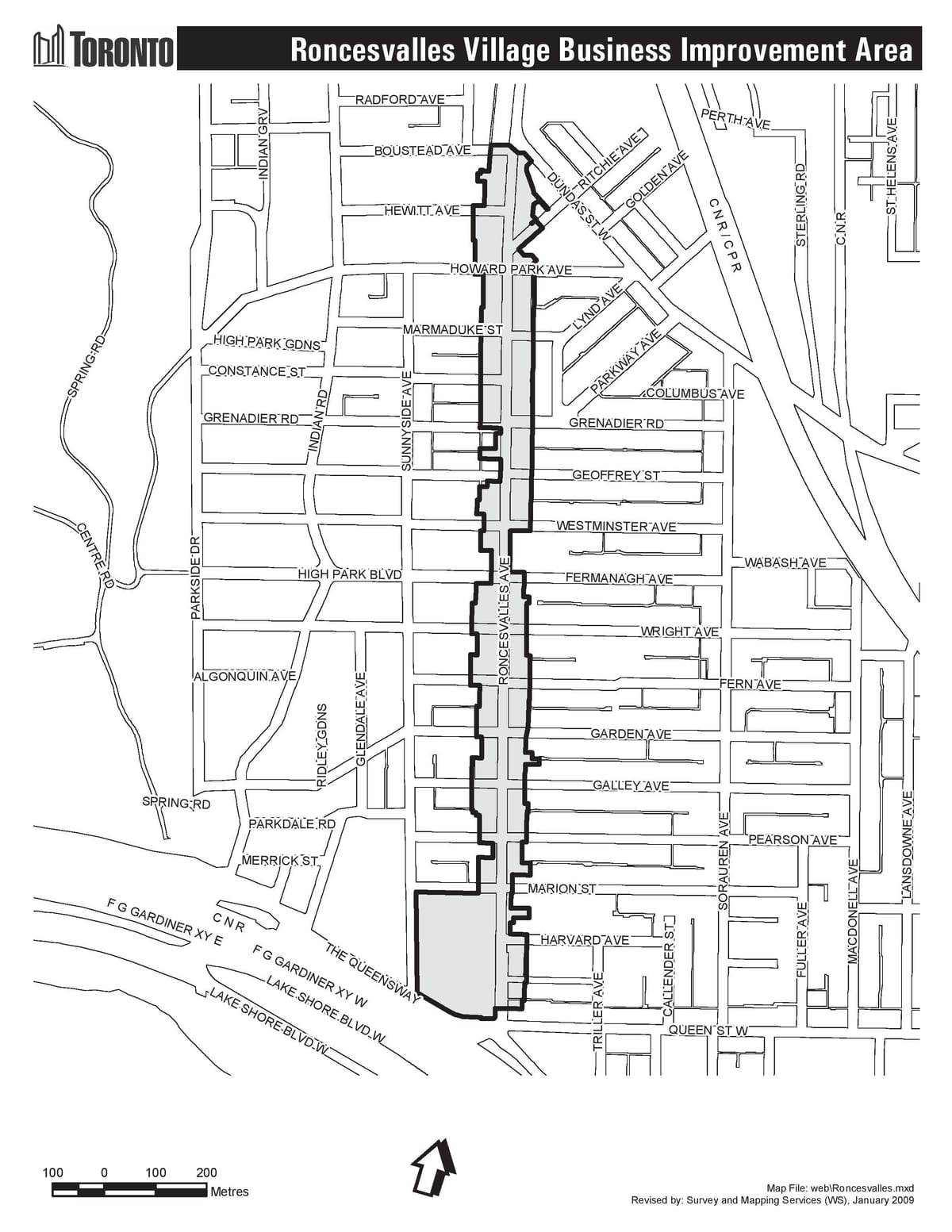 Žemėlapis Roncesvalles Toronto