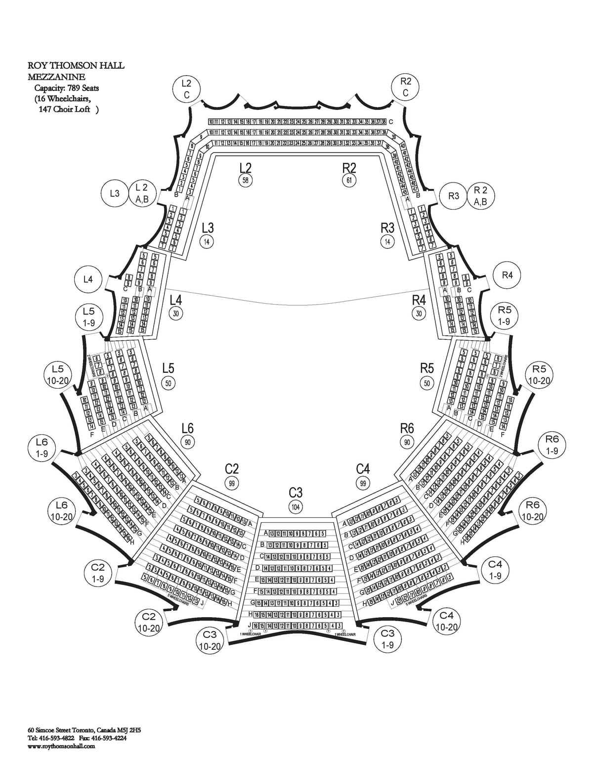 Žemėlapis Roy Thomson Hall " mezzanine