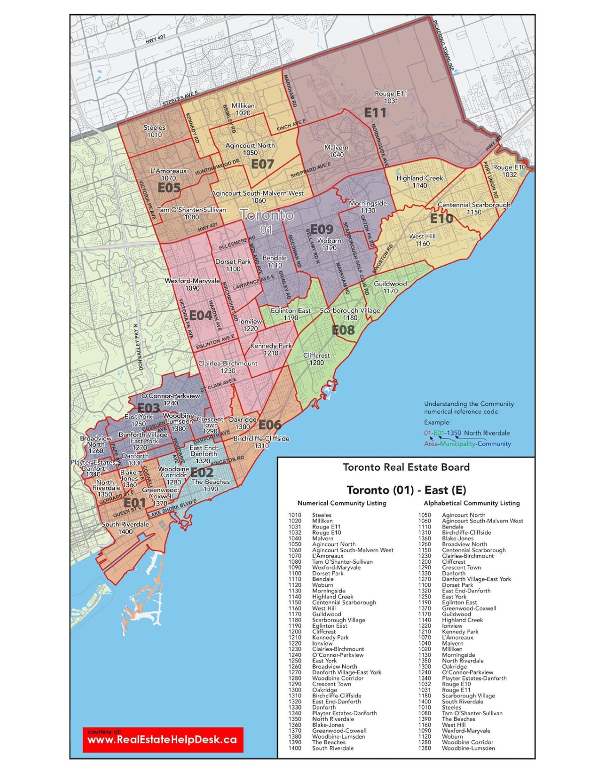 Žemėlapis rytų Torontas