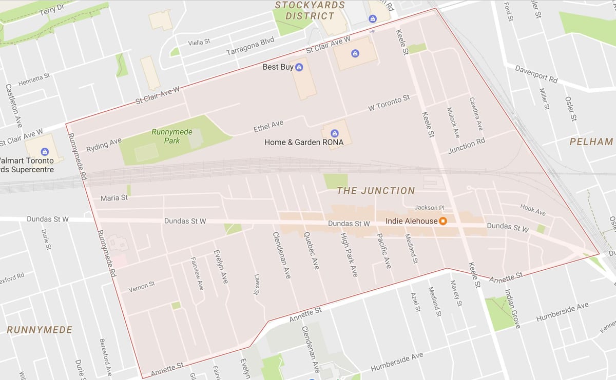 Žemėlapis Sankryžos kaimynystės Toronto