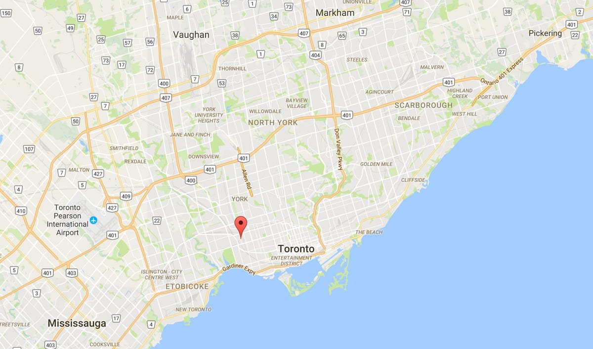 Žemėlapis Sankryžos Trikampis rajonas Toronto