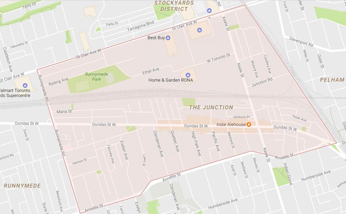 Žemėlapis Sankryžos kaimynystės Toronto