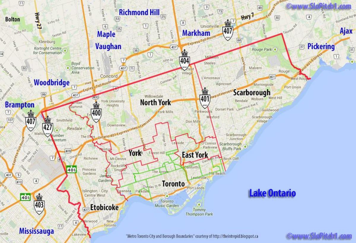 Žemėlapis savivaldybės Toronto