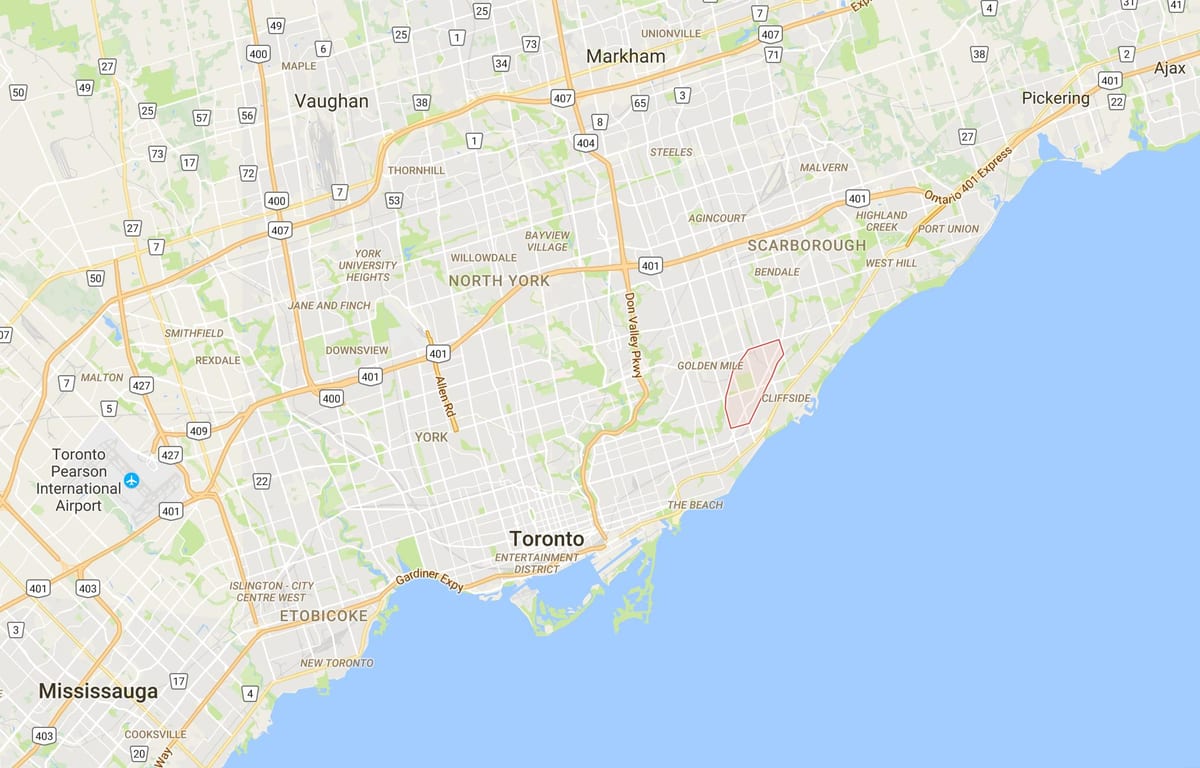 Žemėlapis Scarborough Toronto Junctiondistrict
