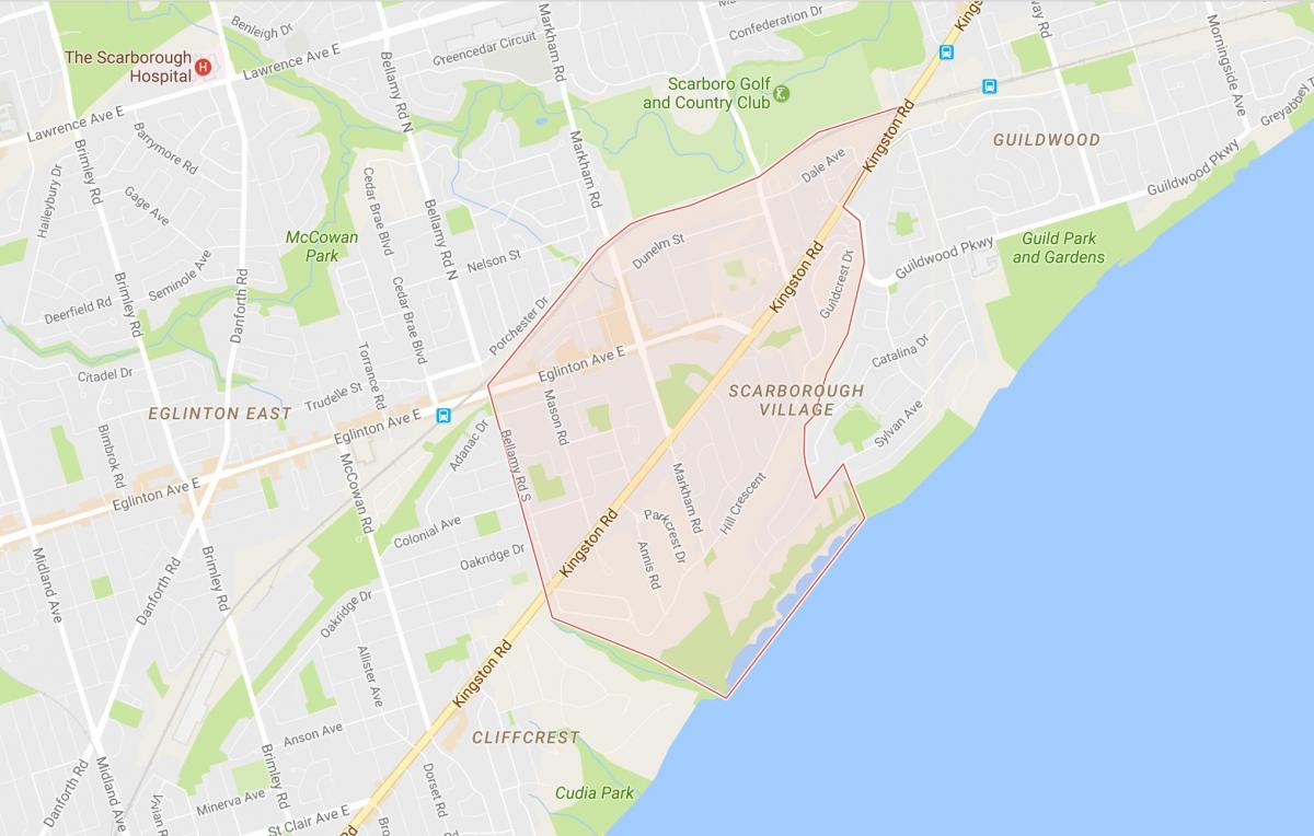 Žemėlapis Scarborough Kaime kaimynystės Toronto