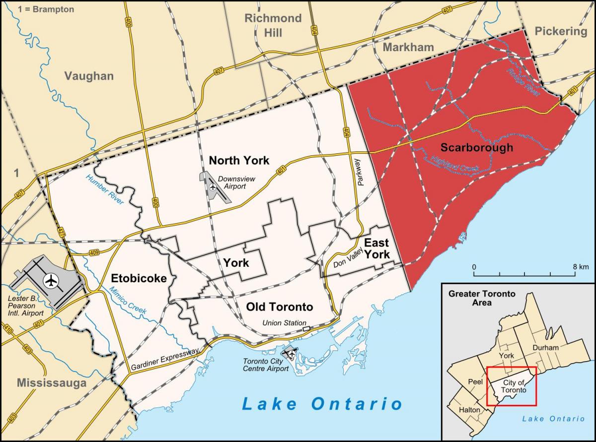 Žemėlapis Scarborough Toronto