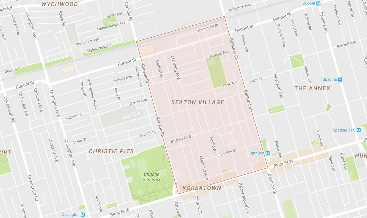 Žemėlapis Seaton Kaime kaimynystės Toronto
